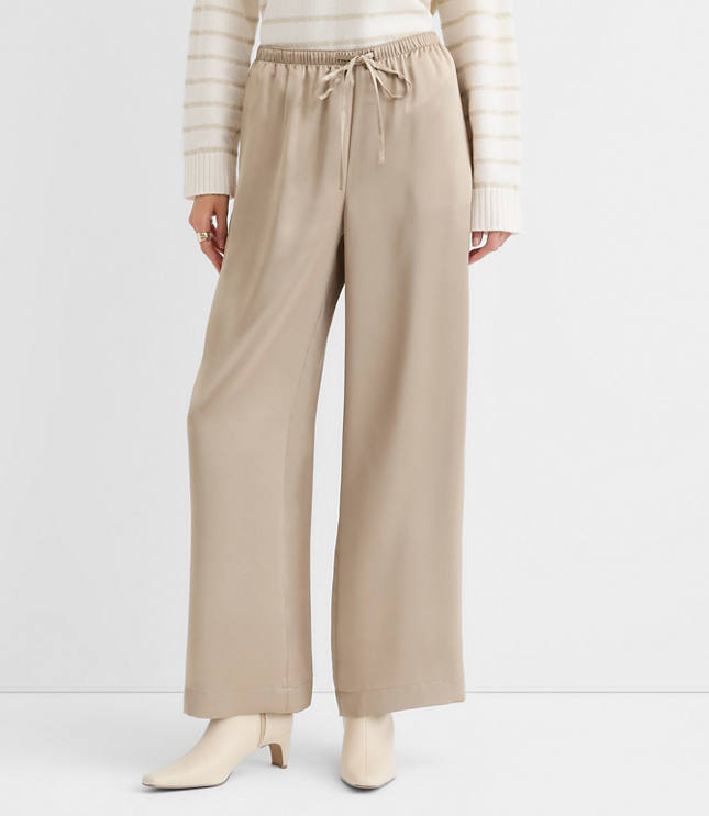 Petite Sawyer Pull On Pants in Satin