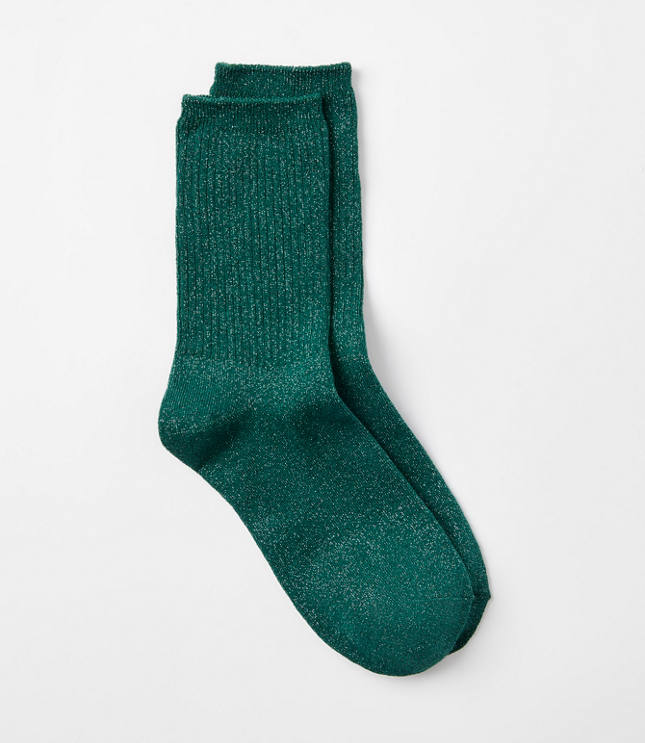 Shimmer Ribbed Crew Socks