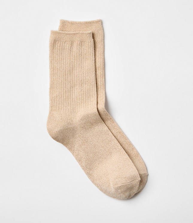 Shimmer Ribbed Crew Socks