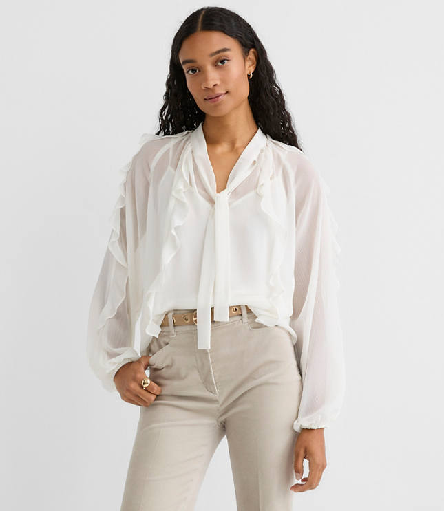 Ruffle Tie Neck Blouse