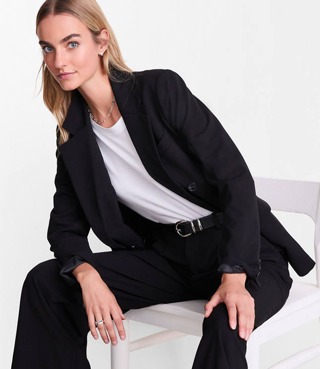 Petite LOFT Versa Seasonless Stretch Double Breasted Blazer