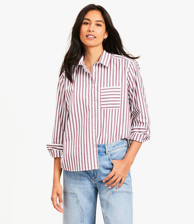 Striped Poplin Everyday Relaxed Pocket Shirt