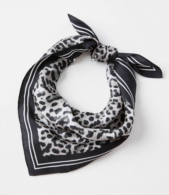 Snow Leopard Print Square Silk Scarf