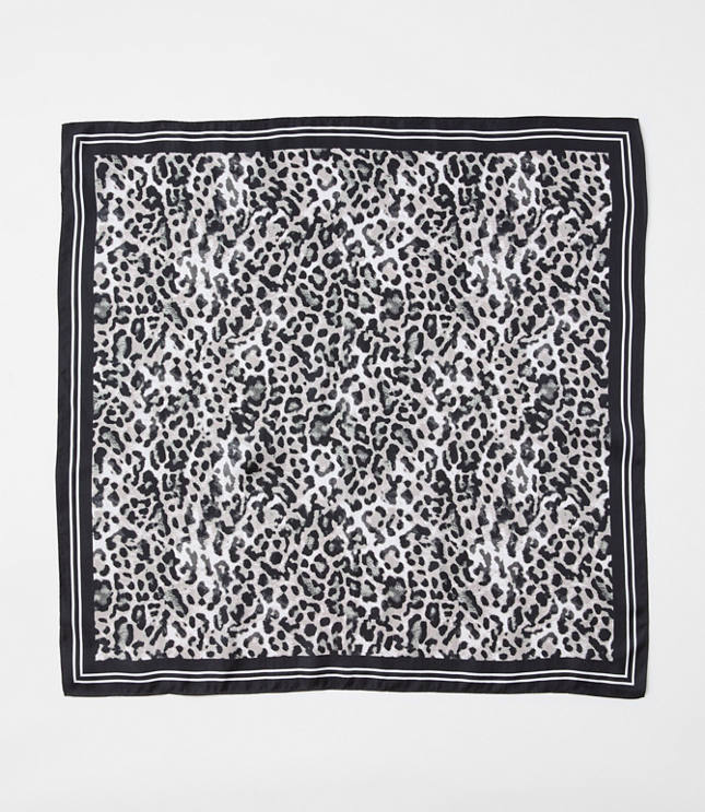 Snow Leopard Print Square Silk Scarf