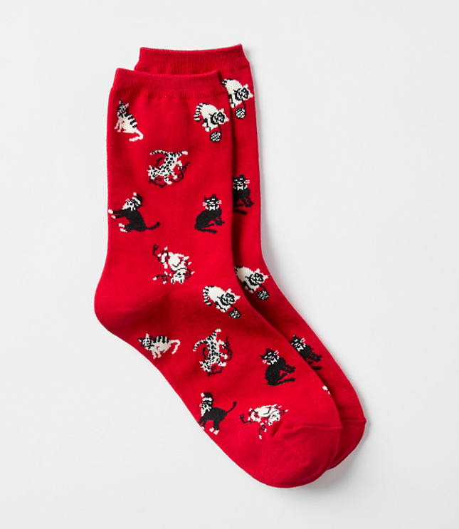 Holiday Kitten Crew Socks