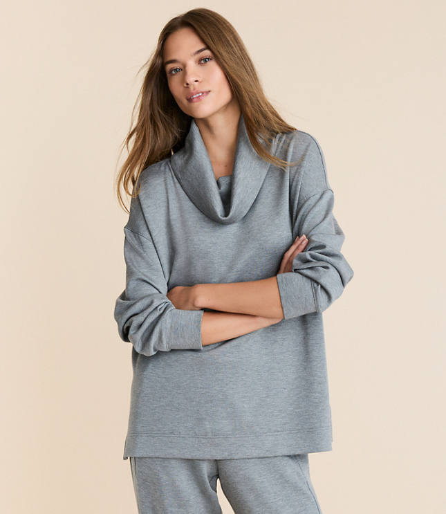 Petite Lou & Grey Heathered Scubasoft Cowl Neck Tunic Top