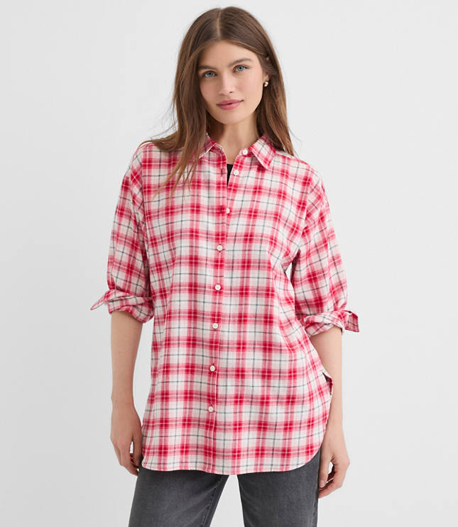 Plaid Flannel Everyday Oversized Tunic Shirt