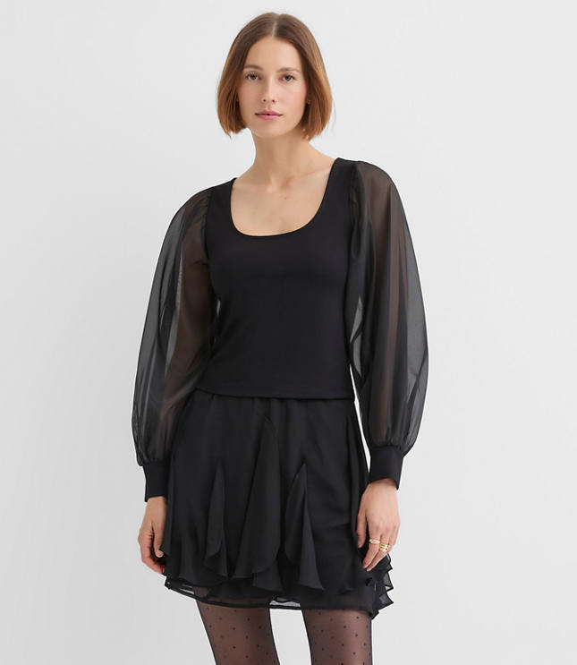 Petite Organza Ponte Top