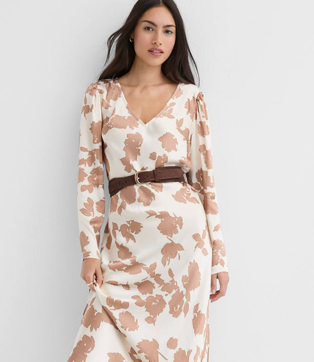 Floral V-Neck Bias Maxi Dress