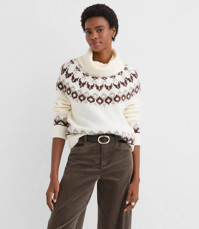 Petite Fair Isle Cowl Neck Sweater