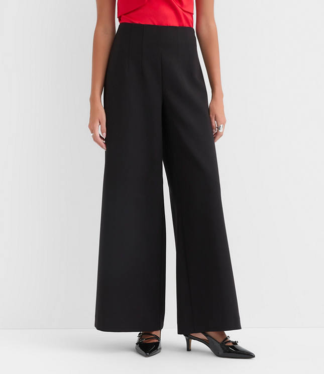 Curvy Darted Palazzo Pants in Doubleface