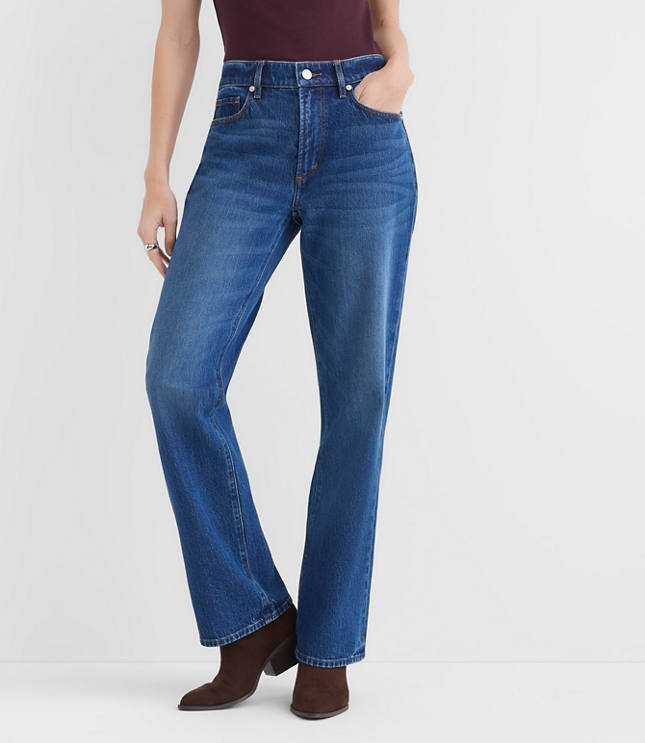 Rivete Mid Rise Relaxed Straight Jeans in Dark Wash