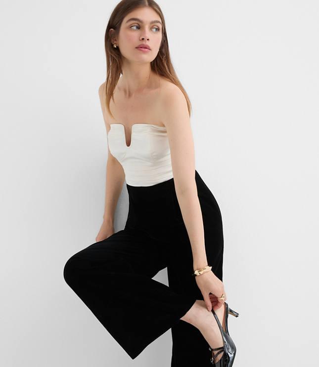Satin Velvet Strapless Jumpsuit