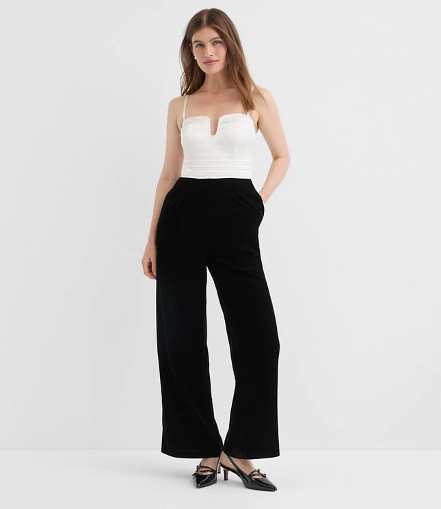 Satin Velvet Strapless Jumpsuit