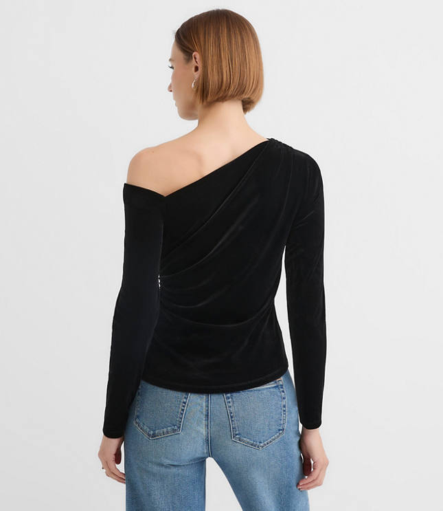 Petite Velour One Shoulder Top