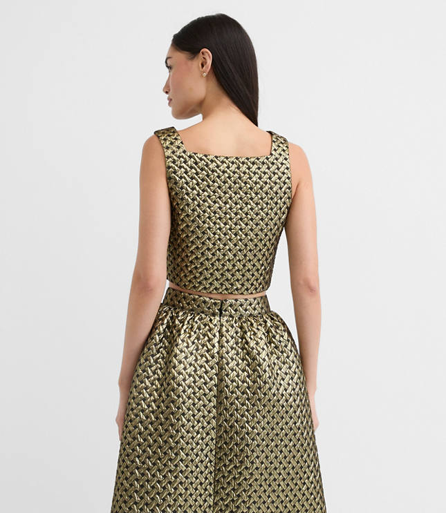 Metallic Jacquard Square Neck Top