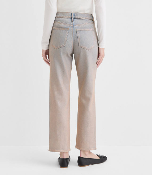 Coated High Rise Straight Jeans in Authentic Vintage Mid Wash