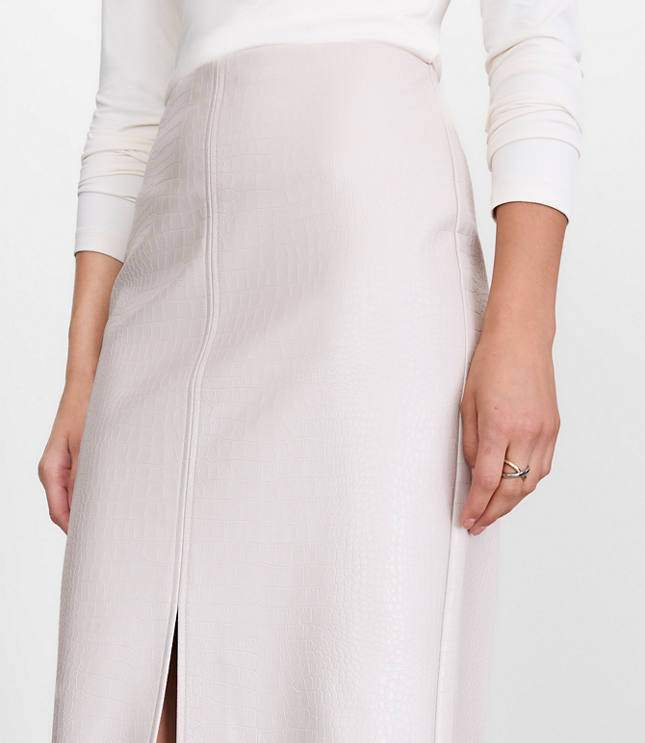 LOFT Versa Embossed Faux Leather Long Skirt