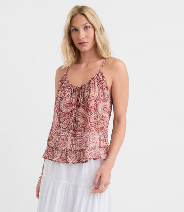 Paisley Keyhole Ruffle Hem Cami