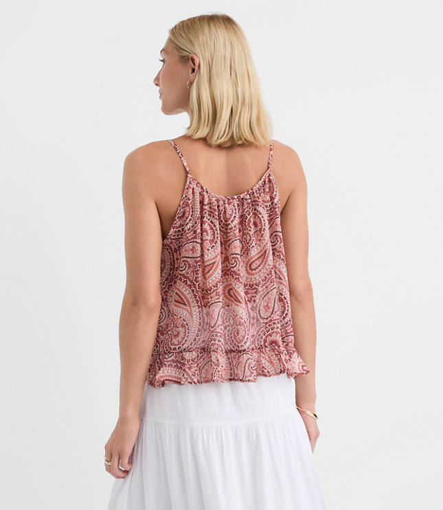 Paisley Keyhole Ruffle Hem Cami
