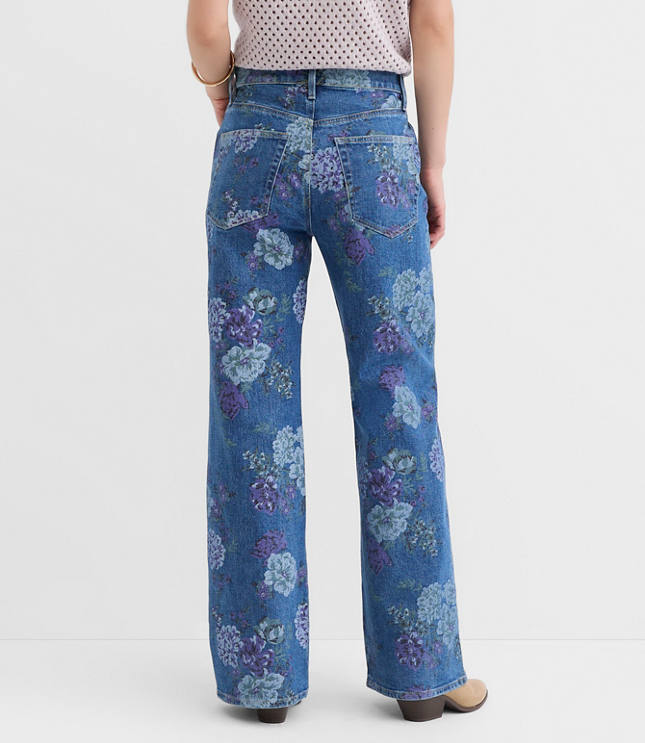 High Rise Wide Leg Jeans in Floral