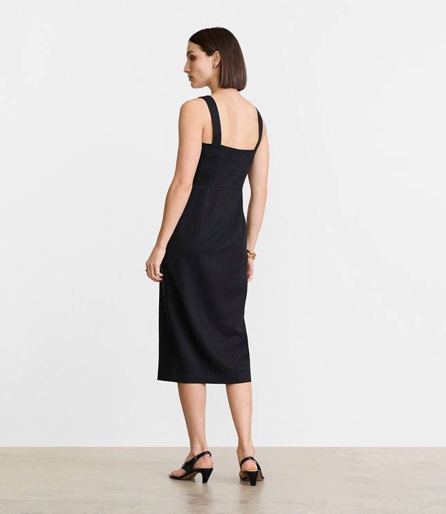 LOFT Versa Pure Spun Strappy Button Midi Dress