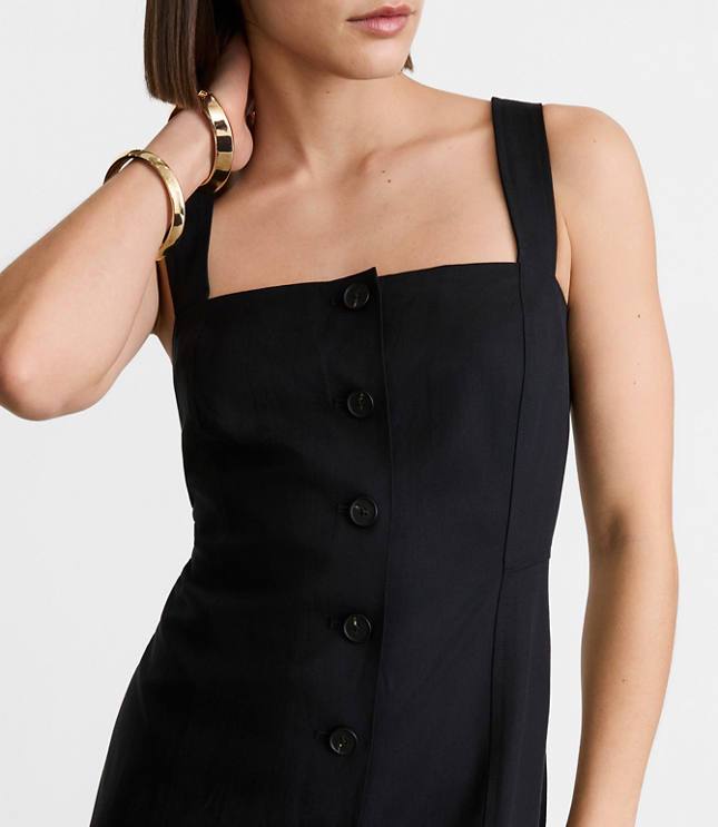 LOFT Versa Pure Spun Strappy Button Midi Dress