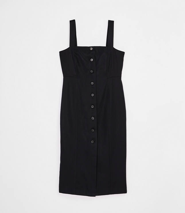 LOFT Versa Pure Spun Strappy Button Midi Dress