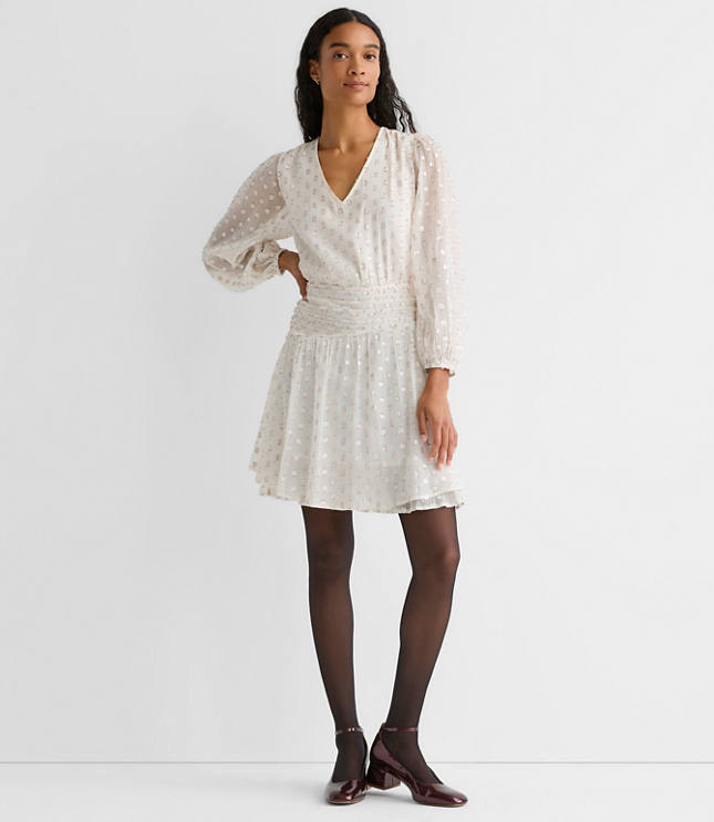 Petite Shimmer Clip Shirred Mini Dress