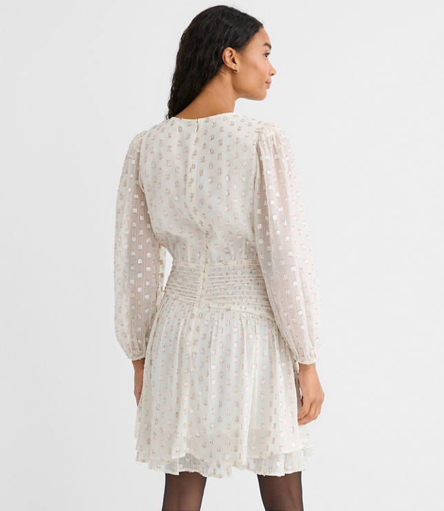 Petite Shimmer Clip Shirred Mini Dress