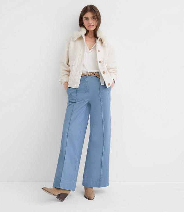 Petite Pintucked Wide Leg Pants