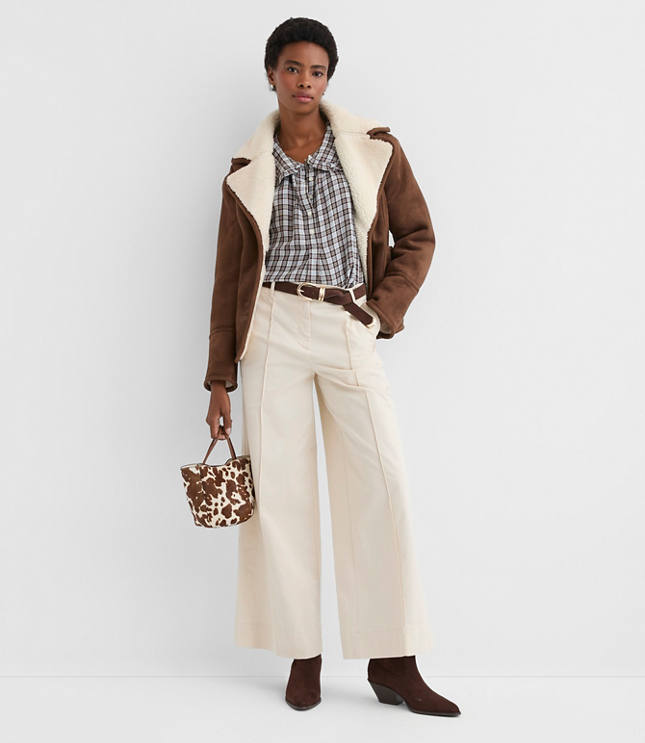 Petite Pintucked Wide Leg Pants