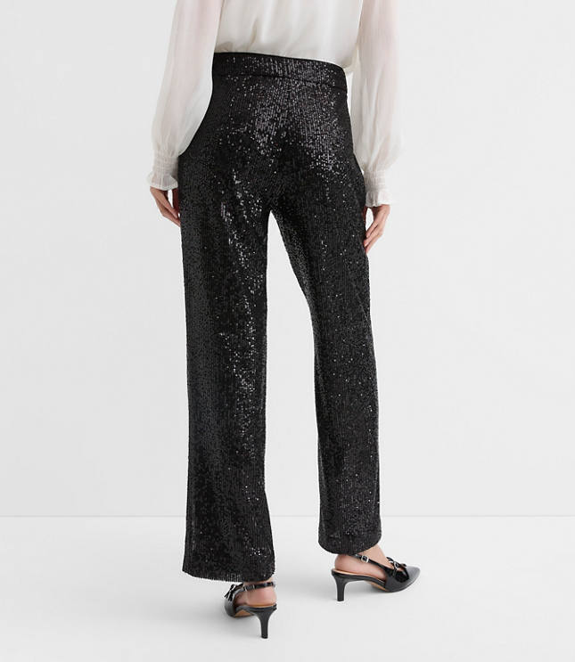 Petite Sequin Straight Pants
