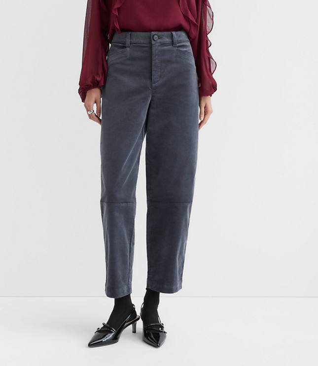 Petite Barrel Pants in Stretch Velvet