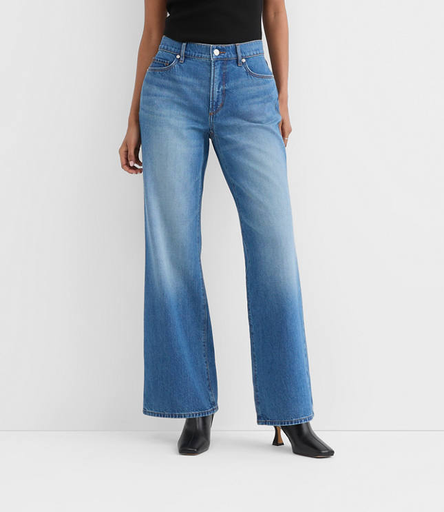 Rivete Mid Rise Wide Leg Jeans Vintage Dark Wash