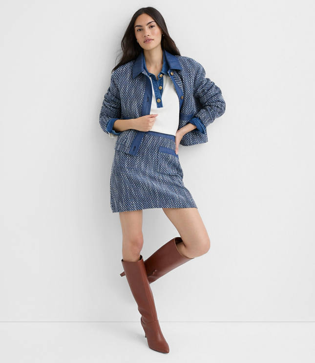 Denim Tweed Mini Skirt