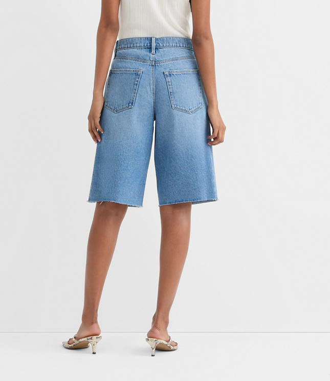 Rivete High Rise Denim Bermuda Shorts in Vintage Mid Wash