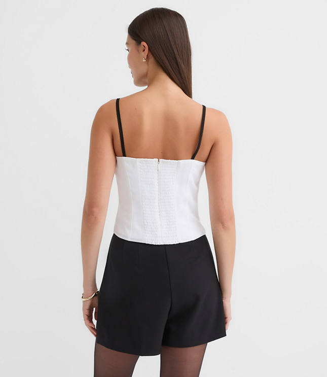 Satin Trim Strappy Bustier Top