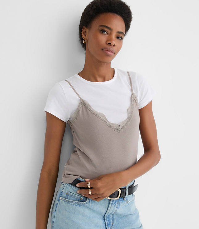 Lace Perfect Ribbed Cami Tee