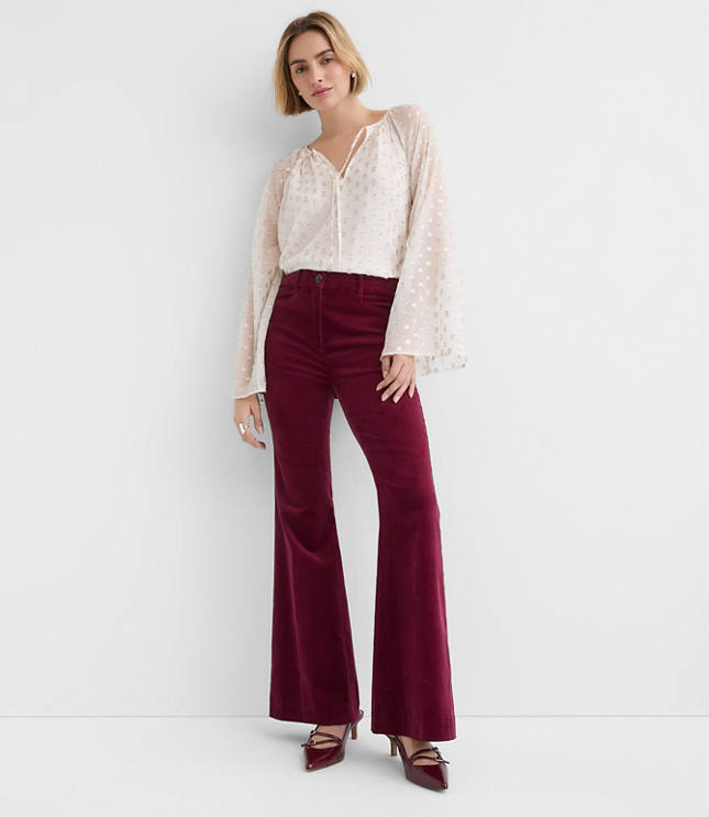 Petite Slim Flare Pants in Stretch Velvet