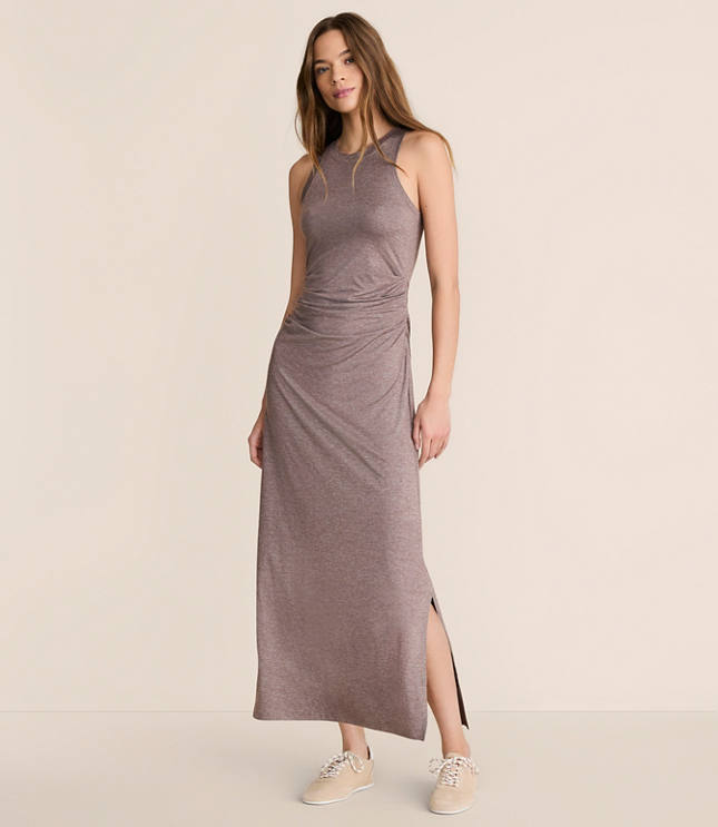 Lou & Grey Heathered Brushedsoft Ruched Tank Midi Dress