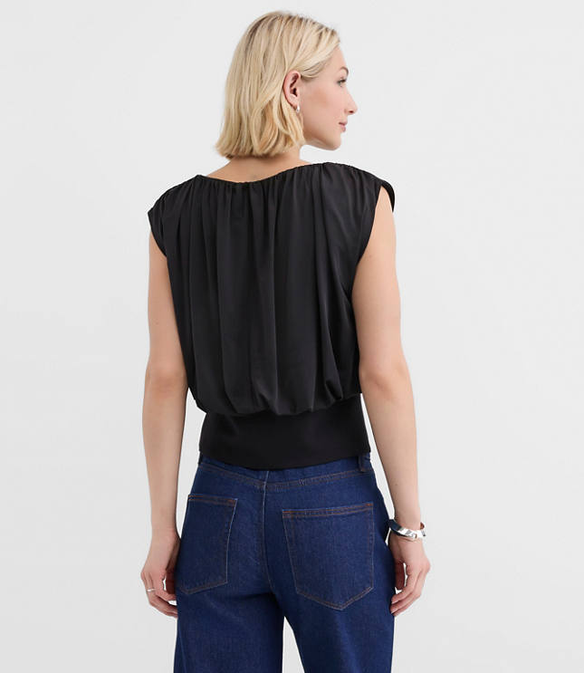 Pleated Banded Hem Top