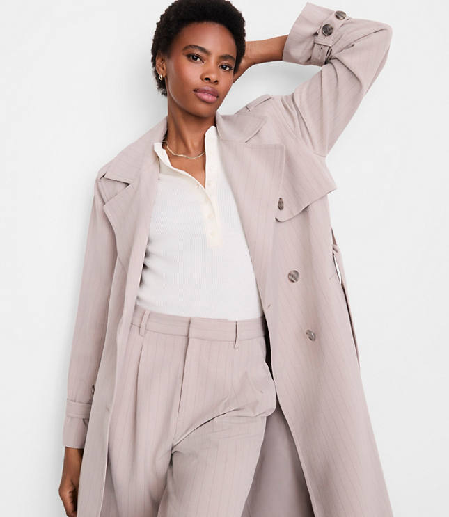 LOFT Versa Seasonless Stretch Trench Coat in Stripe