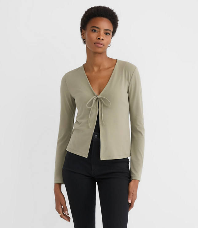 Crepe Jersey Tie Front Top