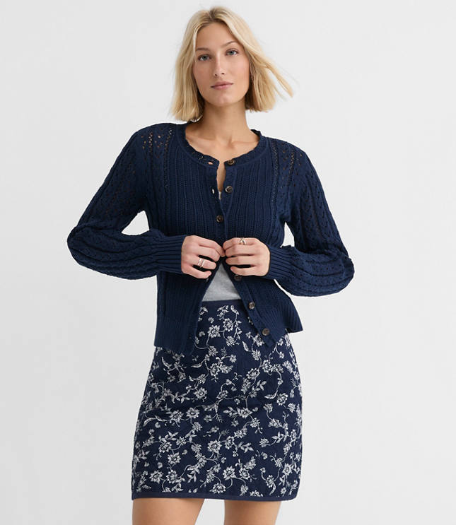 Scalloped Pointelle Cardigan