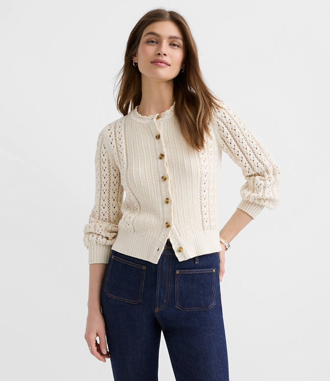 Scalloped Pointelle Cardigan