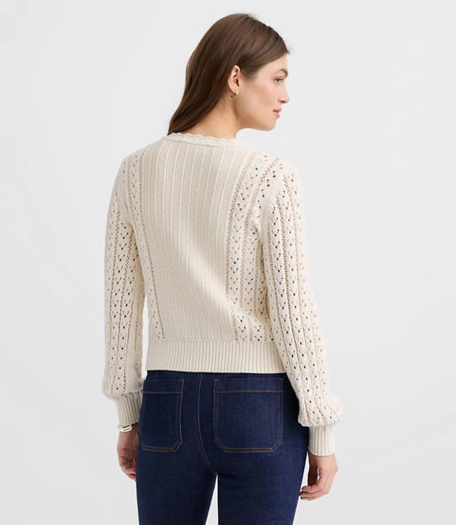 Scalloped Pointelle Cardigan