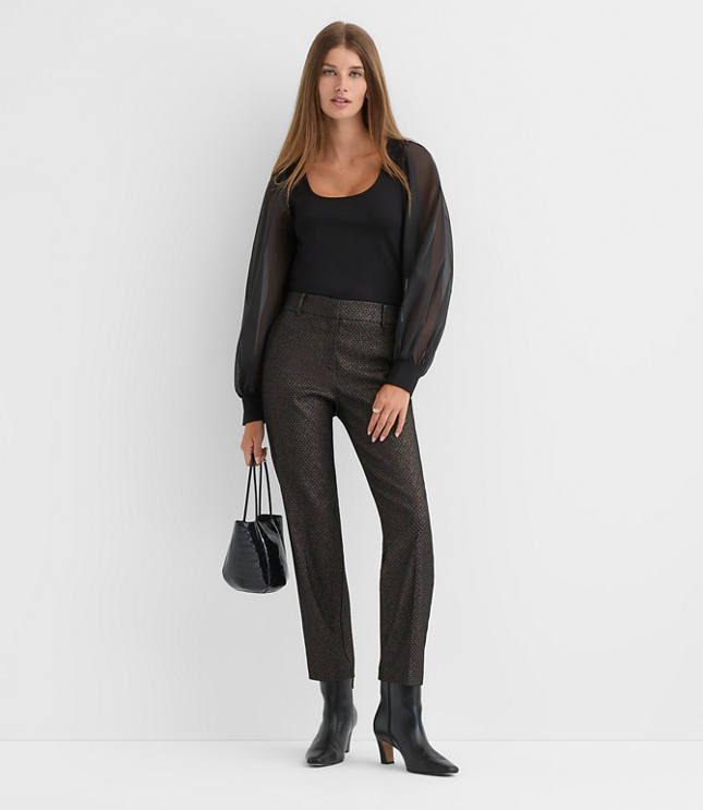 Petite Riviera Slim Pants in Shimmer Geo Jacquard