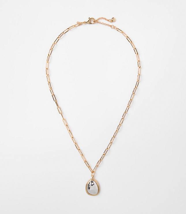 Mixed Metal Chunky Pendant Necklace