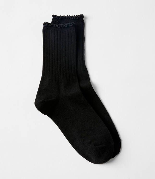 Ruffle Ribbed Crew Socks